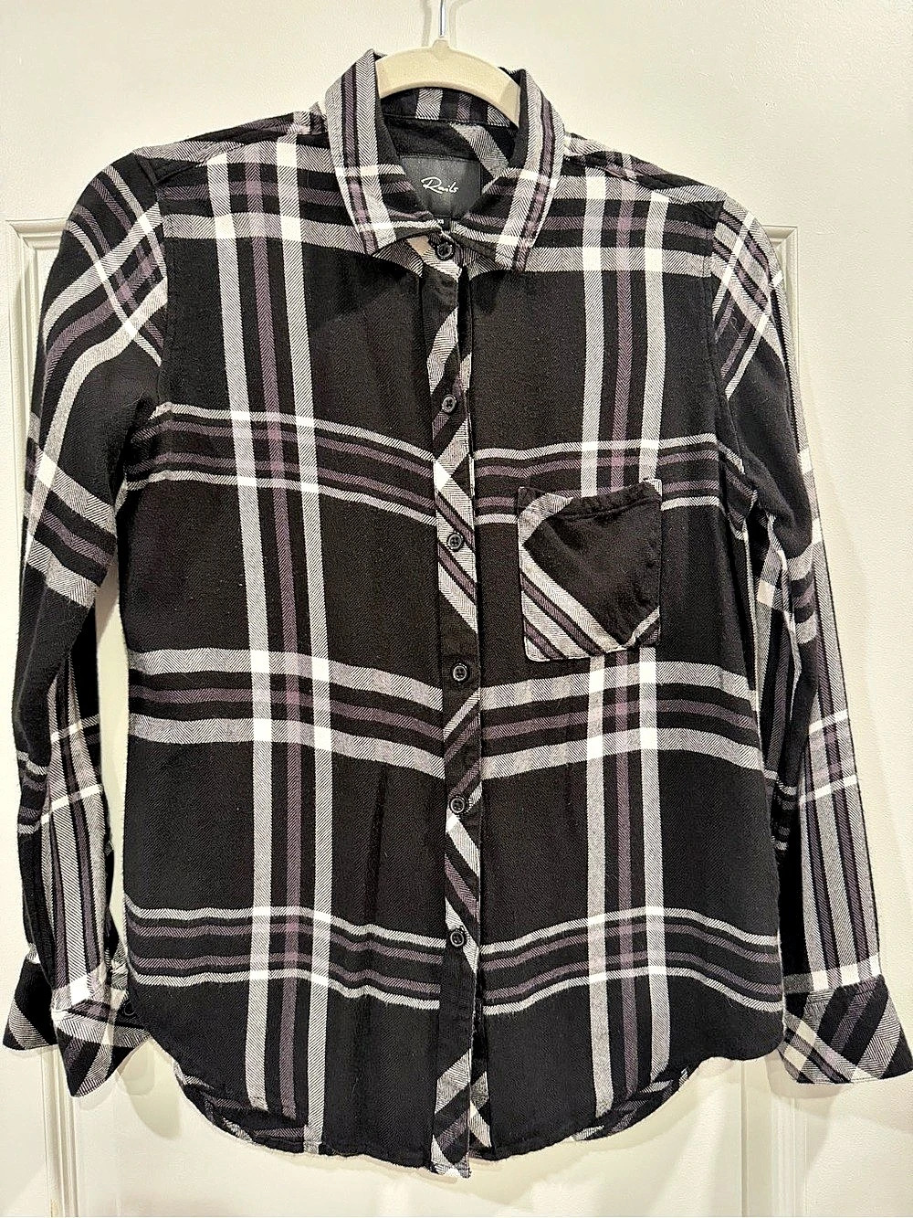 Rails Hunter Plaid Shirt Plaid Button Down Black & White XS
